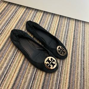 Navy suede Tory Burch Reva balet flat